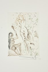 Blanchefleur from Le Décameron suite, 1972 by Salvador Dali - Etching in colours on Arches paper sized 8x11 inches. Available from Whitewall Galleries